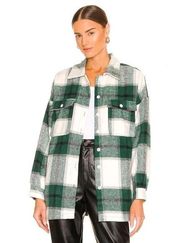 / Revolve Kaianna Plaid Flannel Shacket in Green Multi