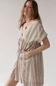 Serendipity Linen Babydoll Dress in Neutral Multi Size S