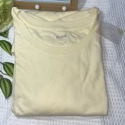 Blair 3XL Round Neck Short Sleeve Yellow T Shirt NWOT Button Sleeves