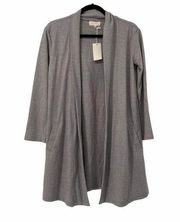 Melloday Light Gray Sweatshirt Knit Long Blazer