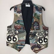 Vintage Route 66 get your kicks handmade tapestry vest size medium