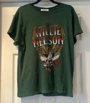 Daydreamer Willie Nelson Green Graphic Band Tee Size Large