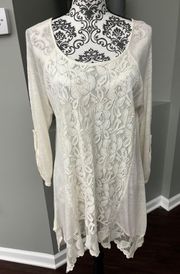 Size Large Tunic Top With Lace & Crochet