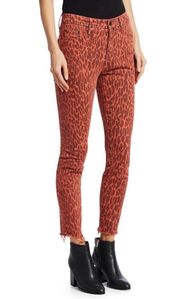 Mother The Looker High-Rise Ankle Fray Hem Leopard-Print Jeans