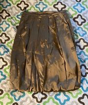 Barneys New York Metallic Gold A-Line Tulip Ruffle Silk Skirt Women Size 40/6 Retail $600