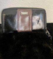 Badgley Mischka Black brown  Soft Vegan Leather Wallet , Zipper