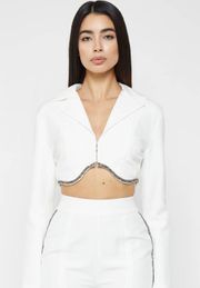 Cropped Blazer With Diamanté Trim