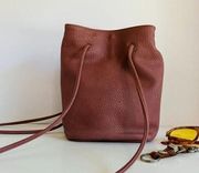 Anthropologie Pink Vegan Leather Drawstring Bucket Double Strap Shoulder Bag