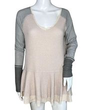 Listicle Shirt Womens Small Pink Gray Colorblock Tunic Peplum Bohemian Lagenlook