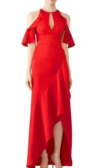 RTR ML Monique Lhuillier
Red Ruffle High Low Gown Sz 12 Wedding open front NYE
