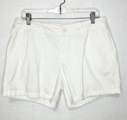 Liz Claiborne Flat Front Chino Bermuda White Shorts Sz 8 (32x4.5) Stretch