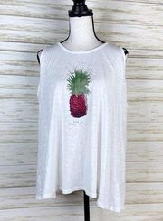 Life is Good White Love is Welcome Heart Pineapple Tank