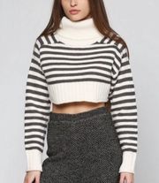 nwt knitted cropped stripped turtleneck sweater