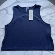 Sweaty Betty | Light Speed Crop Running Tank Top in Navy Blue