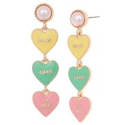 Holiday Lane Women’s Gold-Tone Imitation Pearl & Valentine Heart Drop Earrings