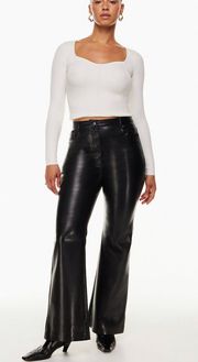 Wilfred- The Melina Flare Pant Black Vegan Leather High-Rise
