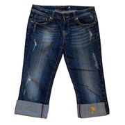 Vigoss Cuffed Cropped Jean Dark Wash Distressed