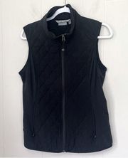 Athleta Black Quilted Zip Up Vest Pockets Side Panels ~ 65336 Women’s Size M