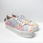 Gianni Binni Platform Lace Up Sneakers Tie Dye Multi Color 8M