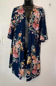 Flora navy blue floral cover-up cardigan