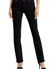 RALPH LAUREN Black Label Jeans sz8 Dark Black NWT Straight Skinny Super Stretch