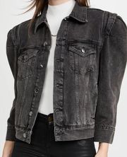 Frame Rosette Sleeve Denim Jacket Black