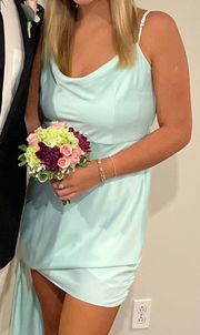 Turquoise Satin Dress