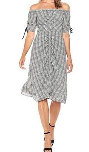 Sam Edelman Off-The-Shoulder Plaid Dress Midi 6