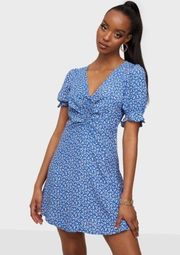 Faithfull The Brand Palma Mini Dress in Vintage Blue Maddy Floral - Size 4