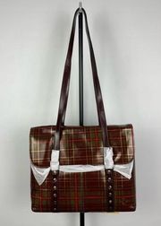 Autumn Plaid Amersham Leather Tote Purse Messenger Shoulder Bag