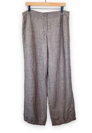 NIC+Zoe brown linen blend pull on wide leg pants