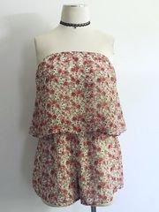 Honey Punch Ruffle Tiered Flowing Floral Romper