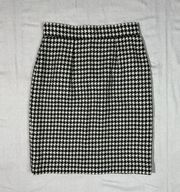 Vintage  100% Wool Houndstooth Black and White Pencil Skirt Sz 12