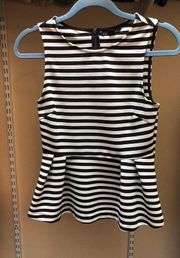 Black And White Striped Peplum Top