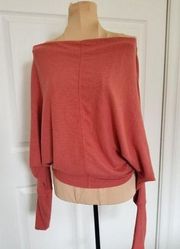 TREASURE & BOND Off The Shoulder Soft Knit Top In Rust Marsala Womens Size XS