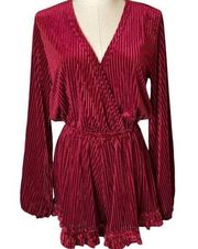 The Fifth Label Playsuit Romper Red Velvet Adore Shadow Stripe TFL, size Small