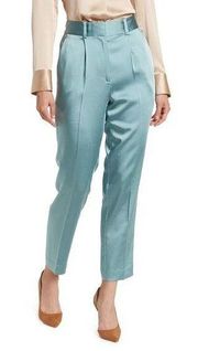 NEW Reiss Elyssah Satin Pleated Trousers In Blue Size 6