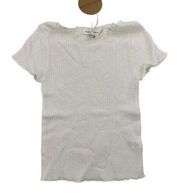 Honey Punch - Ribbed Pointelle Knit Short Sleeve Top in Ivory