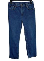 Jones New York Petite SZ 14P Straight Jeans High-Rise Pockets Stretch Blue