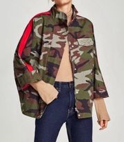 Zara Oversized Camo Glitter Pocket Jacket