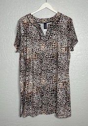 Swimsuits For All Women Plus Size 22 Brown White Animal Print Swim Cover Dress