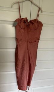 House of CB Myrna Rose‎ Satin Corset Slip Dress - NWT Large