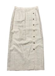 Vintage 90s  White Button Down Linen Skirt 🔥