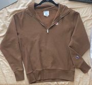 Reverse Weave Mock Neck Sweatshirt Brown