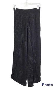 Elan black & silver shimmer striped elastic waist pants size M NWT