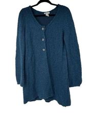 Soft Surroundings Blue Three Button Closure Long Cardigan Sweater