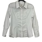 White Long Sleeve Collared Button Down Cotton Shirt Size: Medium