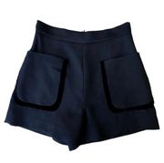 Paris Ellie Patch Pocket High Waisted Shorts Black Velvet 36