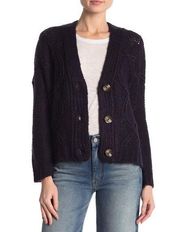 RDI Petite Navy Blue 3 Button Cable Knit Cardigan Womens Small Petite