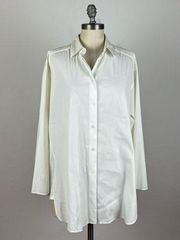 Lafayette 148 New York White Crepe Button Up Shirt